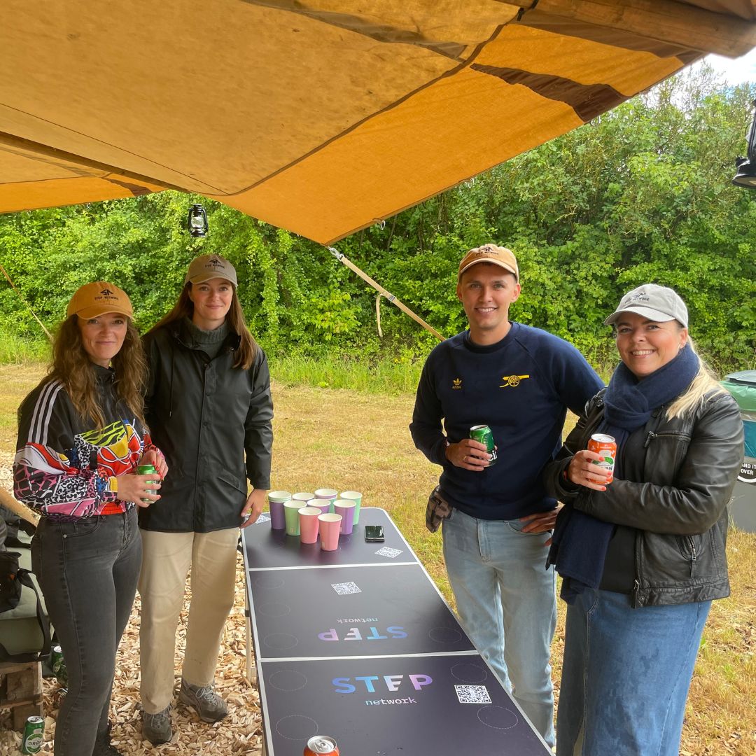 Team members at outdoor company event